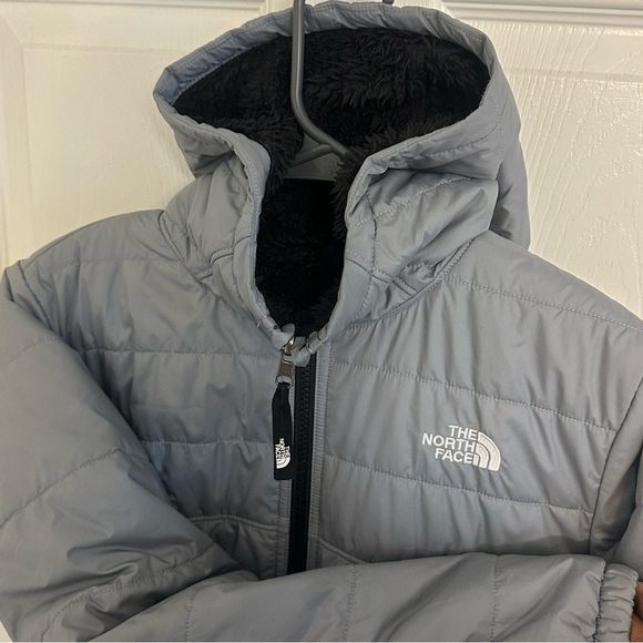 L•THE NORTH FACE•OSO SHERPA REVERSIBLE SLATE GRAY PUFFER COAT - Picture 2 of 16